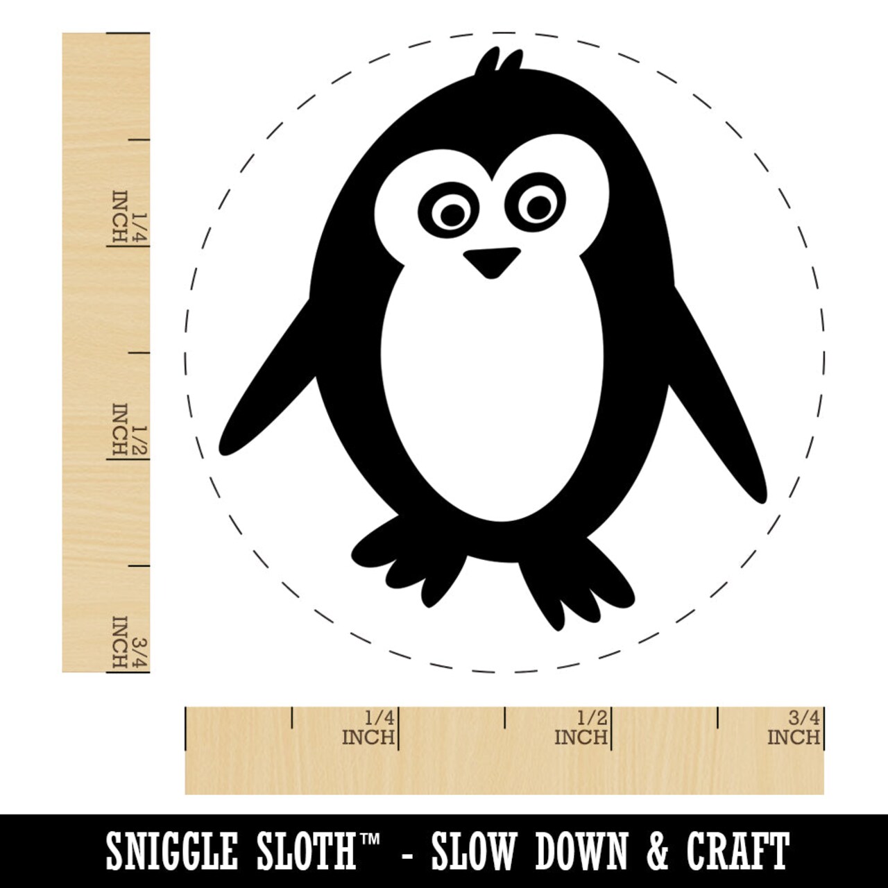 Peaky Penguin Doodle Self-Inking Rubber Stamp for Stamping Crafting Planners